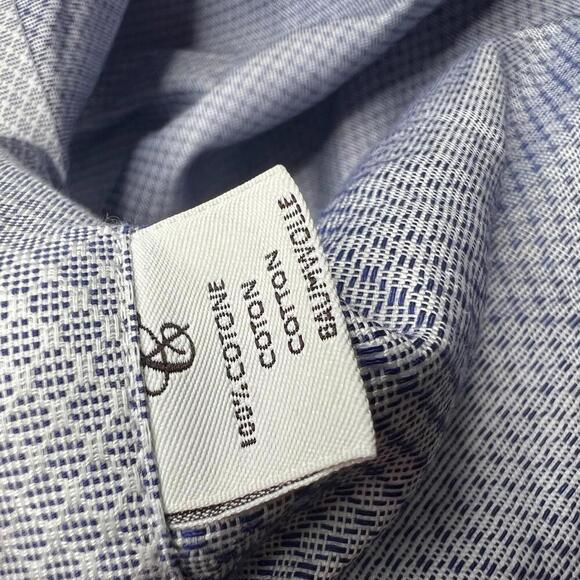 Canali Impeccabile Dress Shirt 16.5 42 Blue White Check 100% Cotton Italy Made - Picture 8 of 12